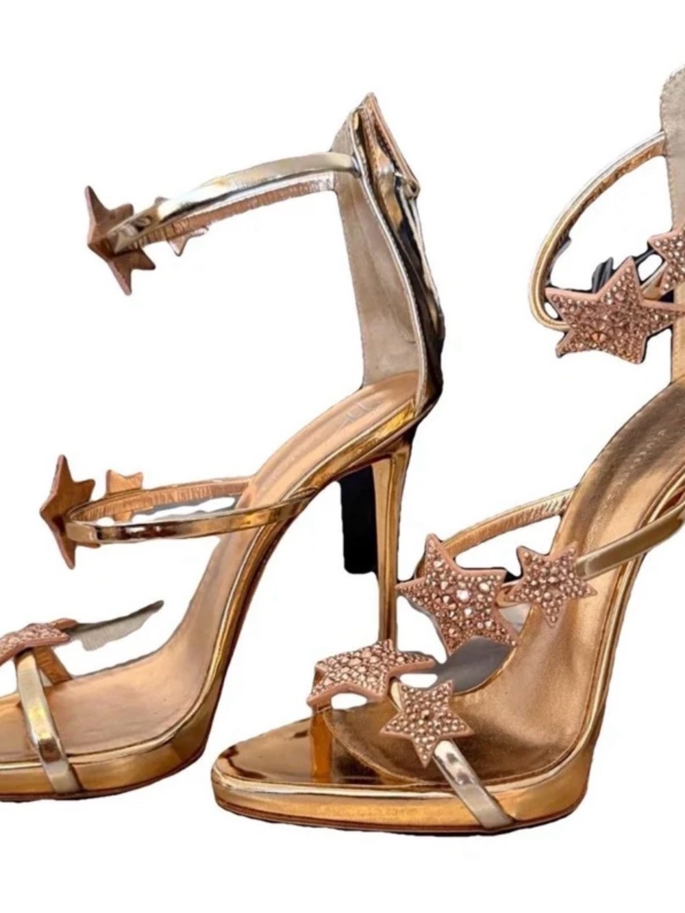 Giuseppe Zanotti Gold Star Embellished High Heel Sandals - Women size 40